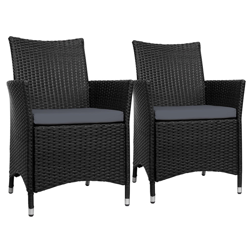 Set of 2 Outdoor Bistro Chairs Patio Furniture Dining Wicker Garden Cushion Gardeon Sets Fast shipping On sale