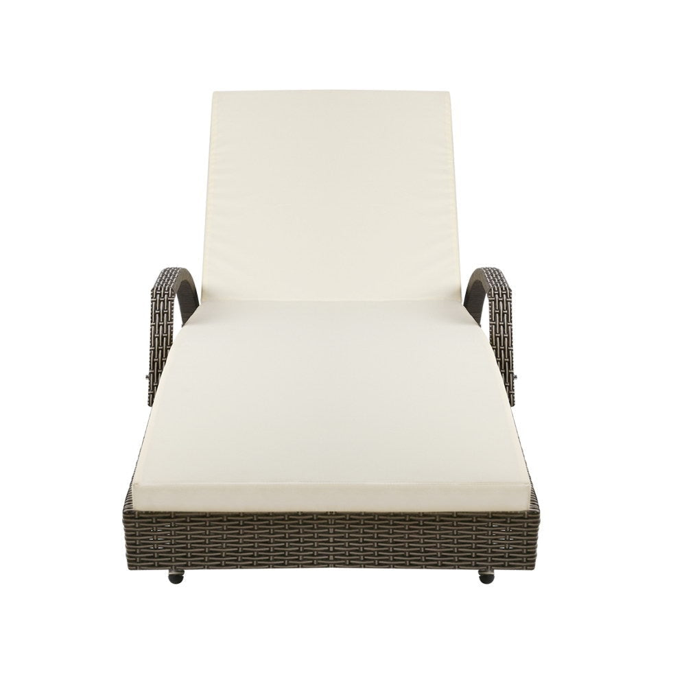 Set of 2 Outdoor Sun Lounge Chair with Cushion- Grey Furniture Fast shipping On sale