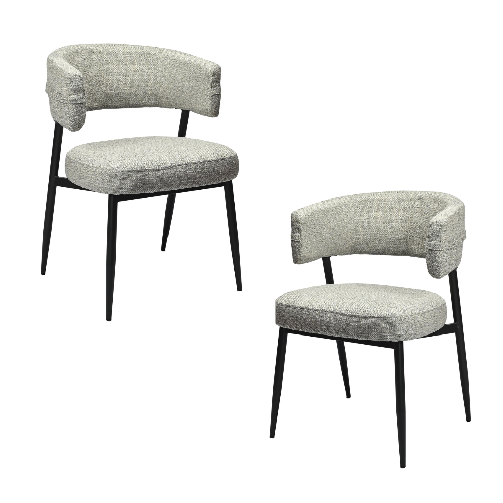 Set Of 2 Ozzy Modern Textured Fabric Kitchen Dining Chair Metal Legs Granite Fast shipping On sale