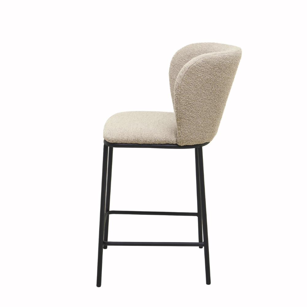 Set Of 2 Paolo Modern Boucle Fabric Kitchen Counter Bar Stool - Latte Fast shipping On sale