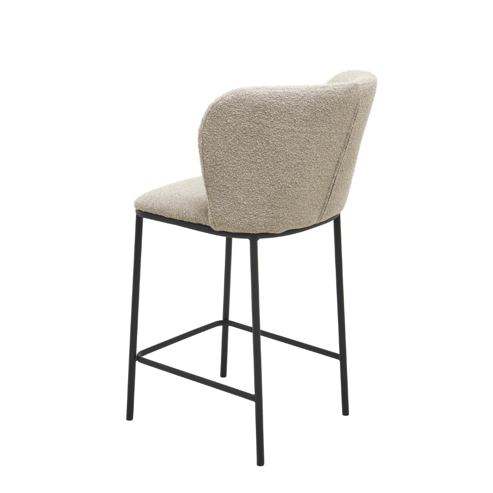 Set Of 2 Paolo Modern Boucle Fabric Kitchen Counter Bar Stool - Latte Fast shipping On sale