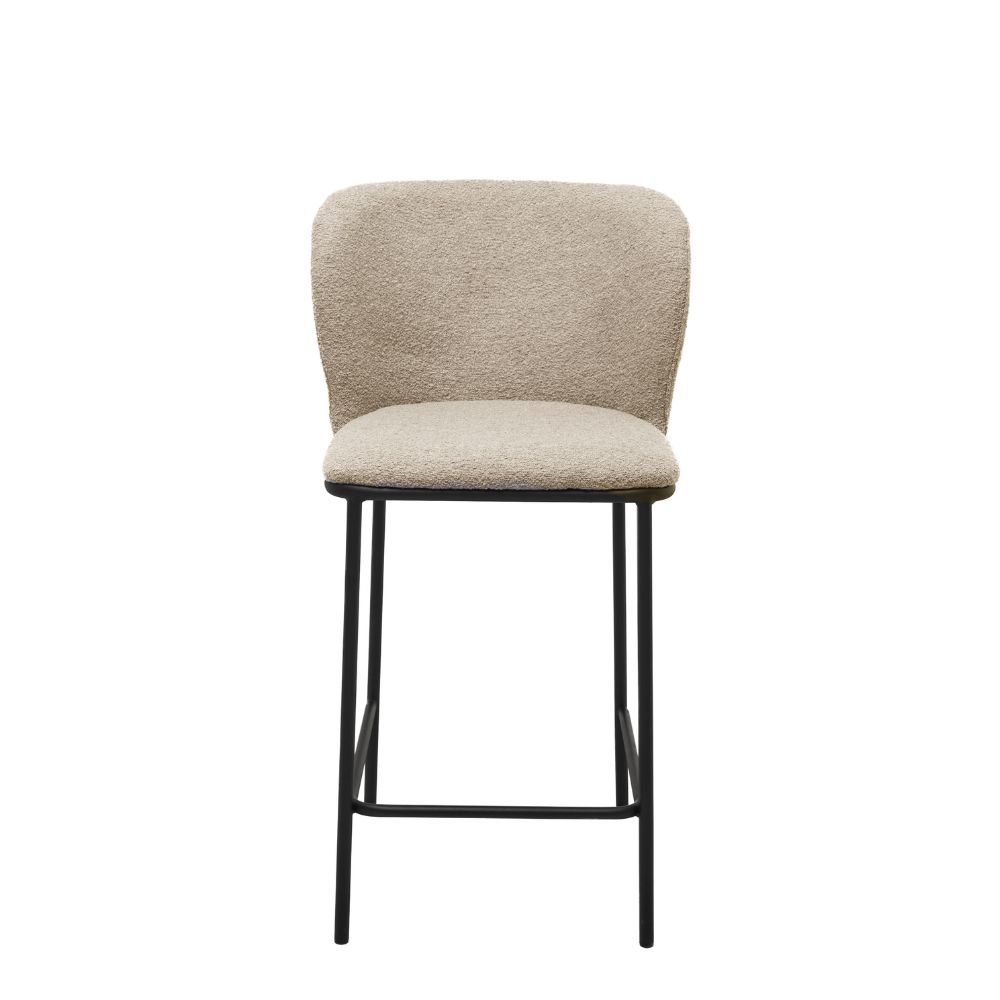 Set Of 2 Paolo Modern Boucle Fabric Kitchen Counter Bar Stool - Latte Fast shipping On sale