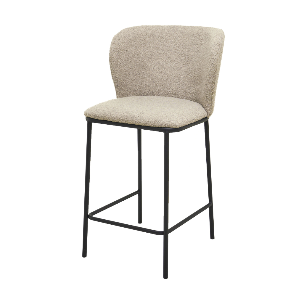 Set Of 2 Paolo Modern Boucle Fabric Kitchen Counter Bar Stool - Latte Fast shipping On sale