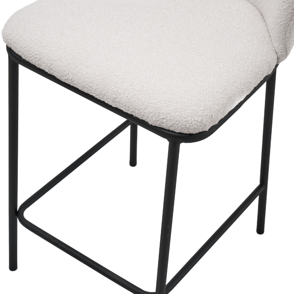 Set Of 2 Paolo Modern Boucle Fabric Kitchen Counter Bar Stool - White Fast shipping On sale