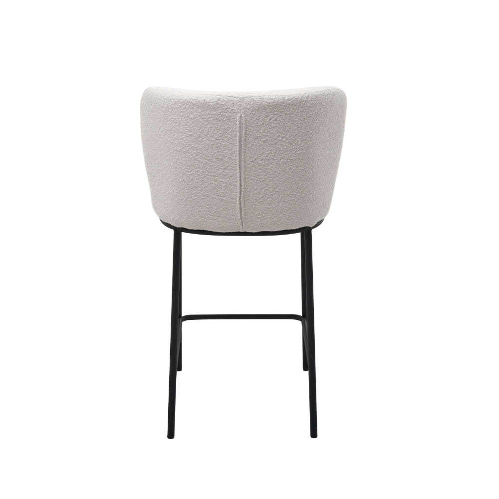 Set Of 2 Paolo Modern Boucle Fabric Kitchen Counter Bar Stool - White Fast shipping On sale