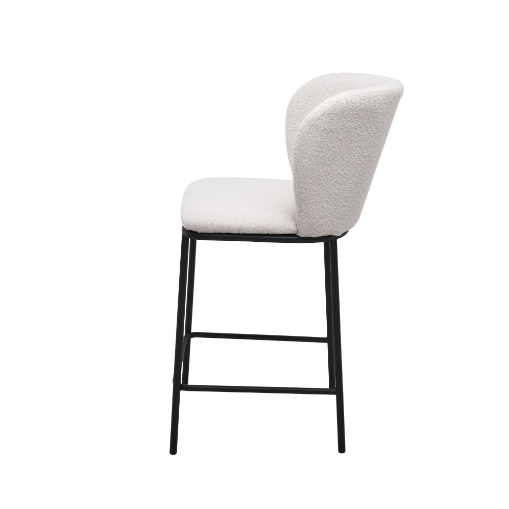 Set Of 2 Paolo Modern Boucle Fabric Kitchen Counter Bar Stool - White Fast shipping On sale