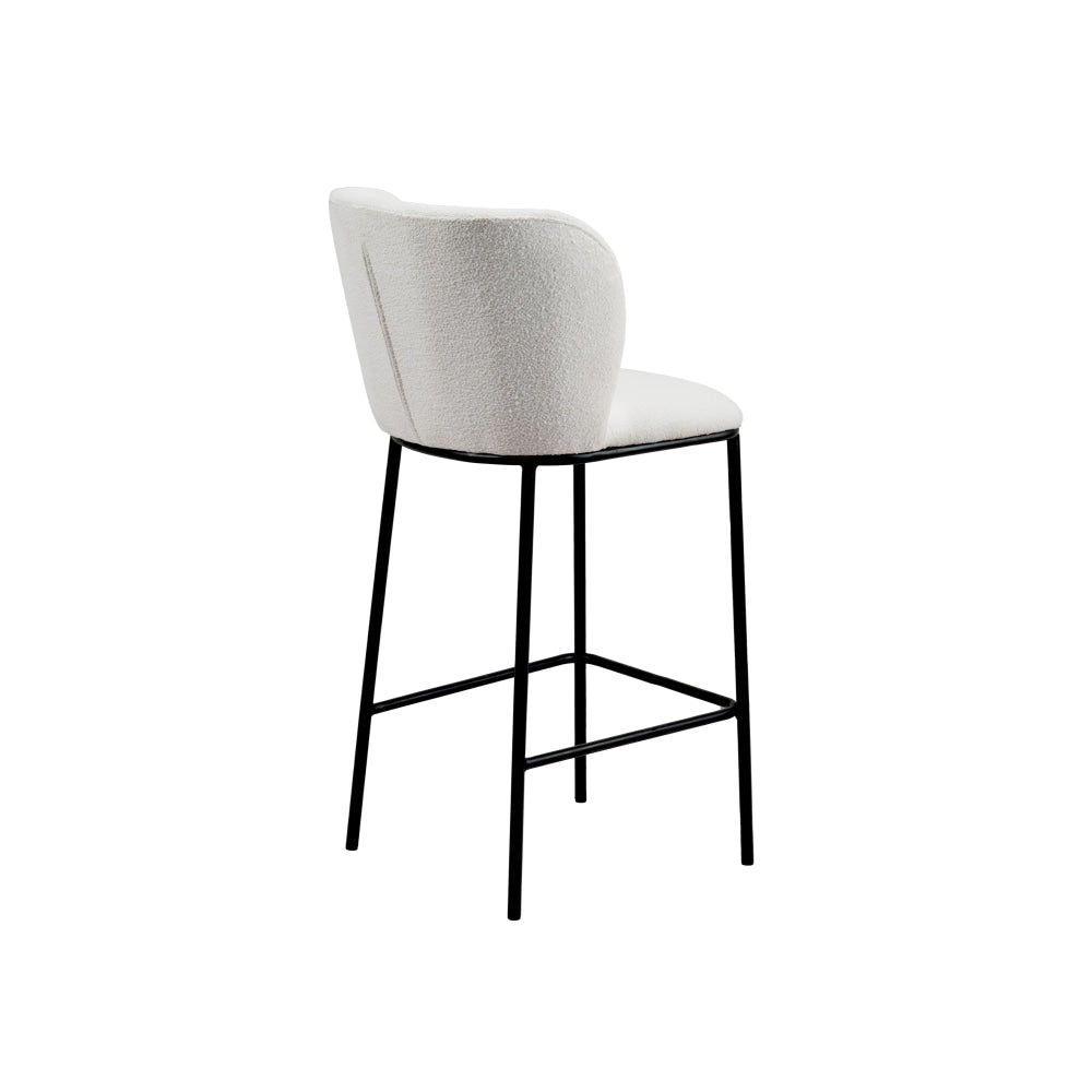 Set Of 2 Paolo Modern Boucle Fabric Kitchen Counter Bar Stool - White Fast shipping On sale