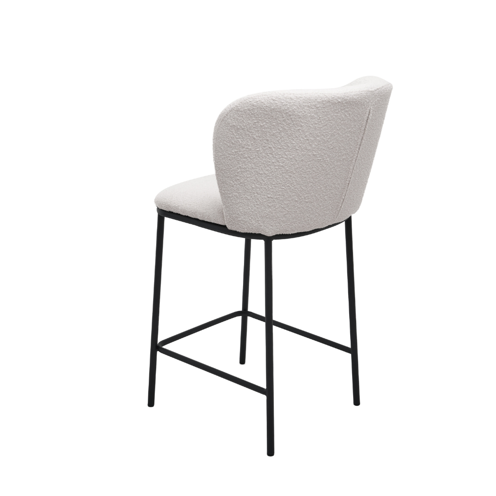 Set Of 2 Paolo Modern Boucle Fabric Kitchen Counter Bar Stool - White Fast shipping On sale