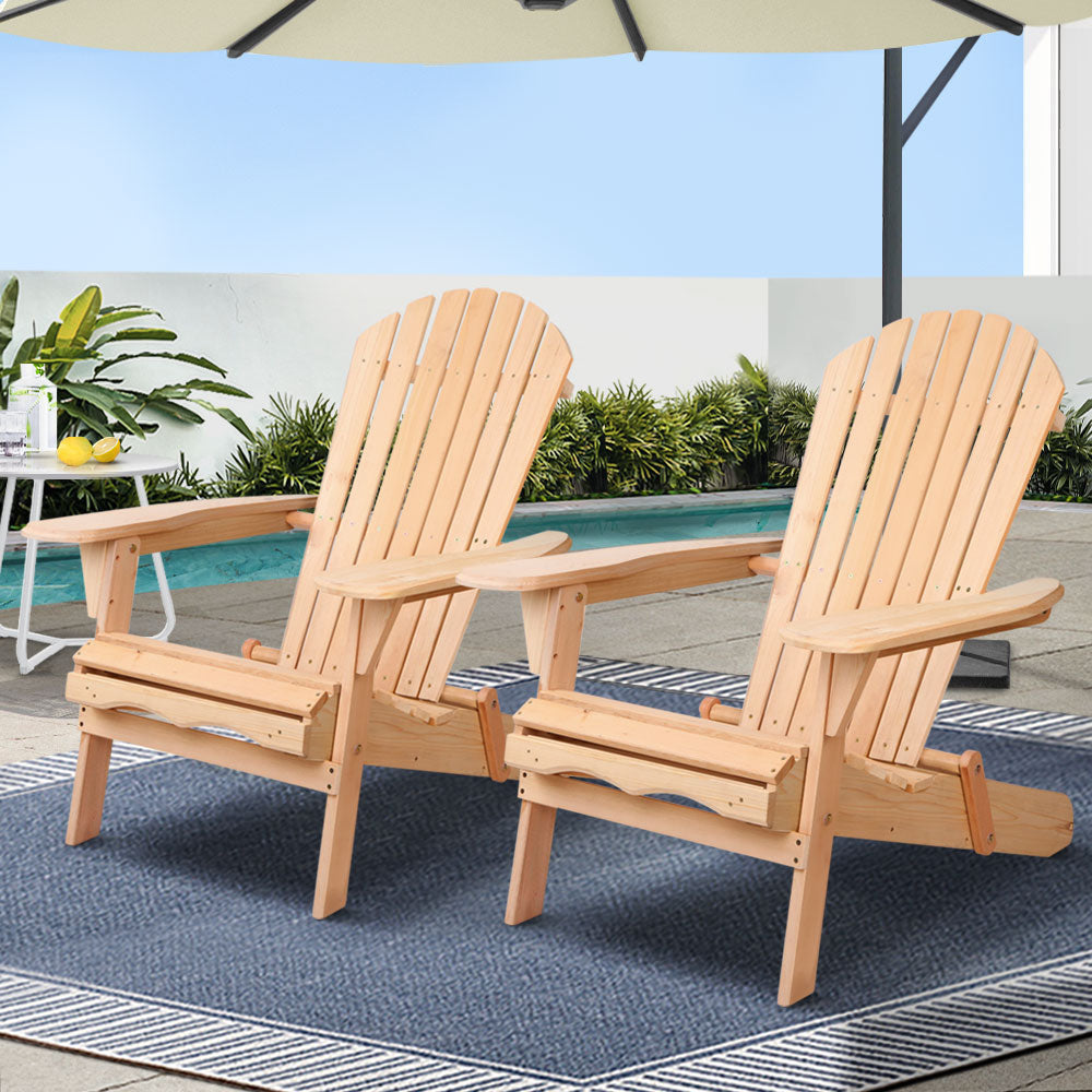 Set of 2 Patio Furniture Outdoor Chairs Beach Chair Wooden Adirondack Garden Lounge Sets Fast shipping On sale