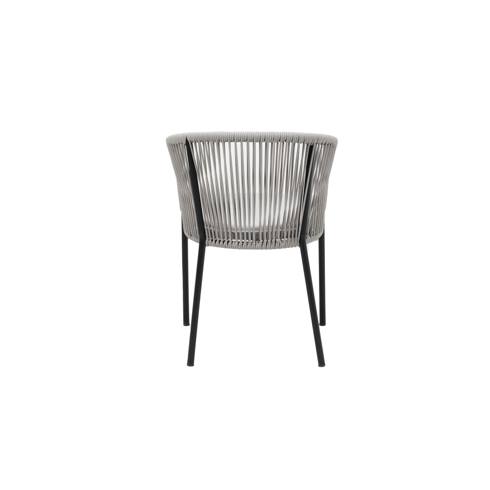 Set Of 2 Pietro Stylish Rope Woven Outdoor Dining Chair Metal Frame - Pebble Fast shipping On sale