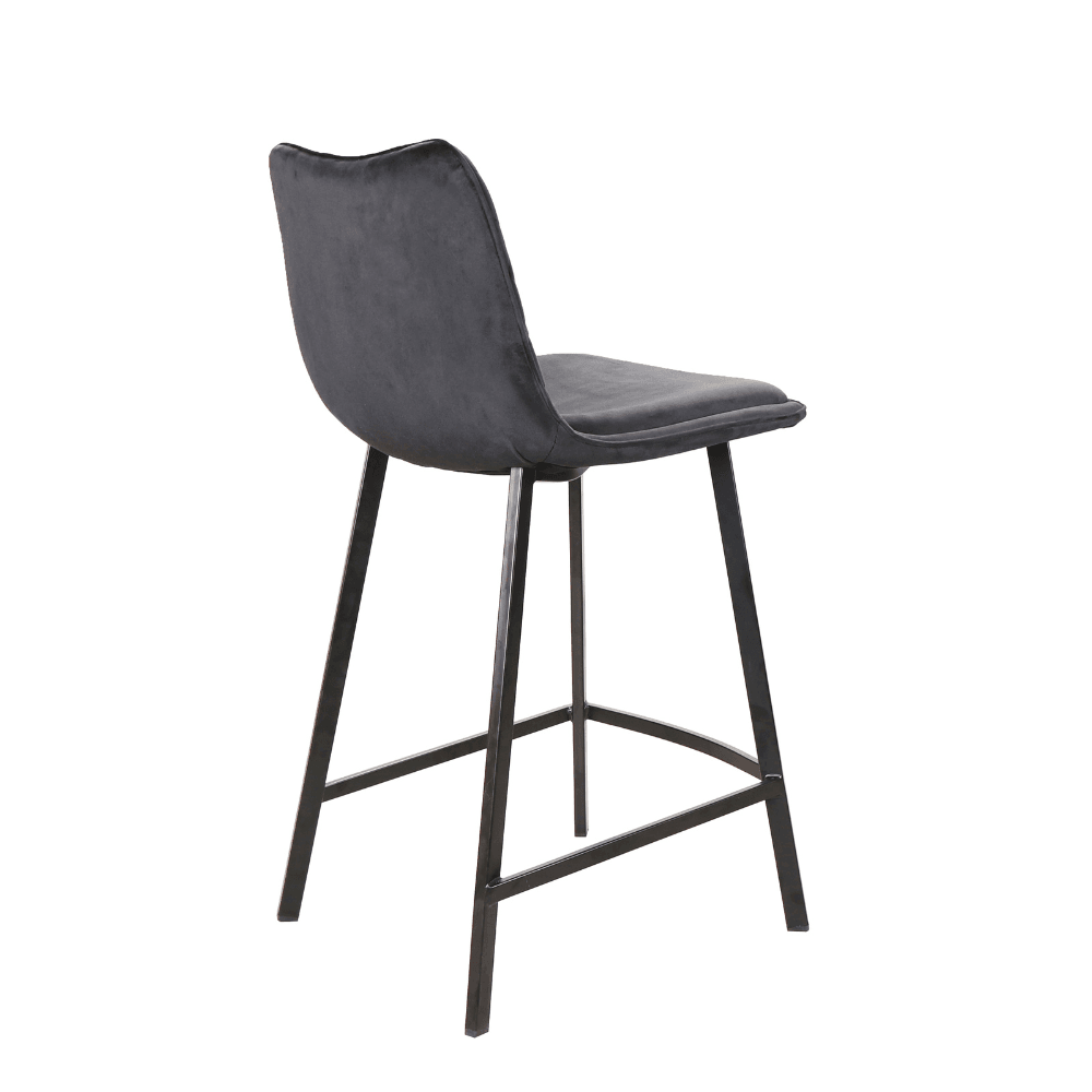 Set Of 2 Pippa Velvet Frabric Kitchen Counter Bar Stools 63.5cm Metal Frame - Black Stool Fast shipping On sale