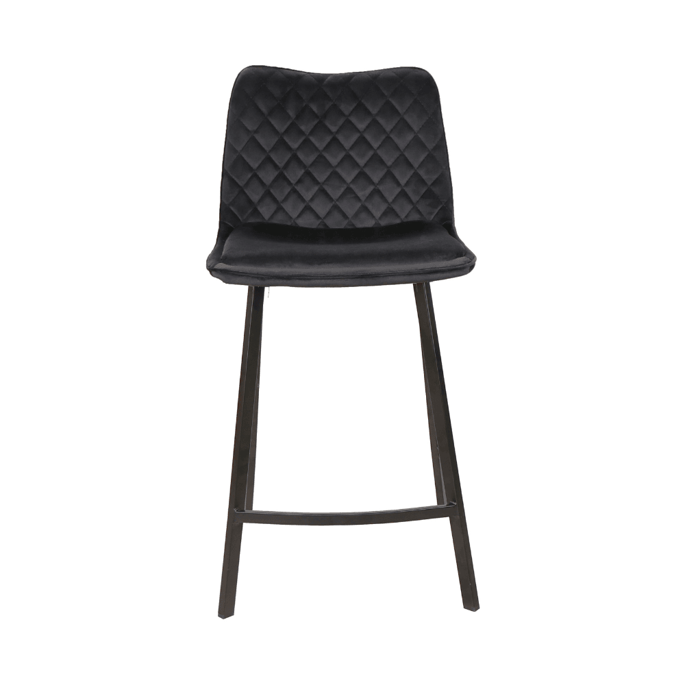 Set Of 2 Pippa Velvet Frabric Kitchen Counter Bar Stools 63.5cm Metal Frame - Black Stool Fast shipping On sale