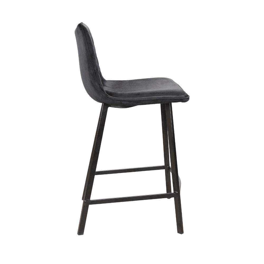 Set Of 2 Pippa Velvet Frabric Kitchen Counter Bar Stools 63.5cm Metal Frame - Black Stool Fast shipping On sale