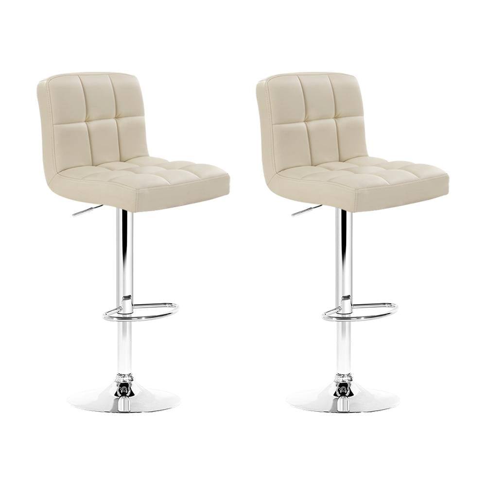 Set of 2 PU Leather Gas Lift Bar Stools - Beige Stool Fast shipping On sale