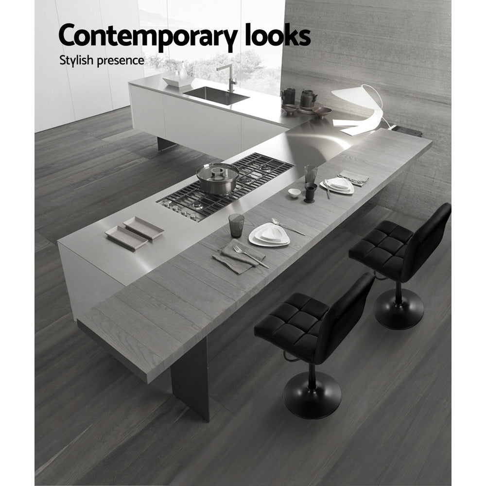 Set of 2 PU Leather Gas Lift Bar Stools - Black Stool Fast shipping On sale