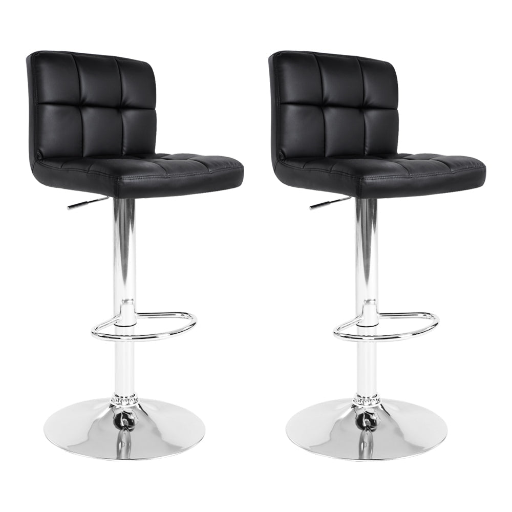 Set of 2 PU Leather Gas Lift Bar Stools - Black Stool Fast shipping On sale