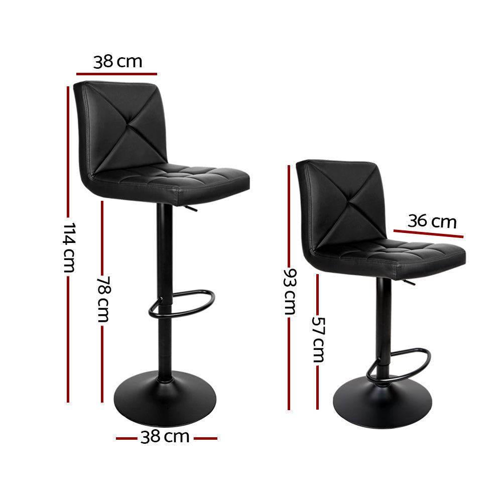 Set of 2 PU Leather Gas Lift Bar Stools - Black Stool Fast shipping On sale