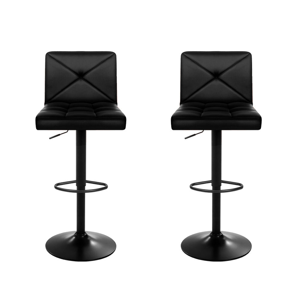 Set of 2 PU Leather Gas Lift Bar Stools - Black Stool Fast shipping On sale