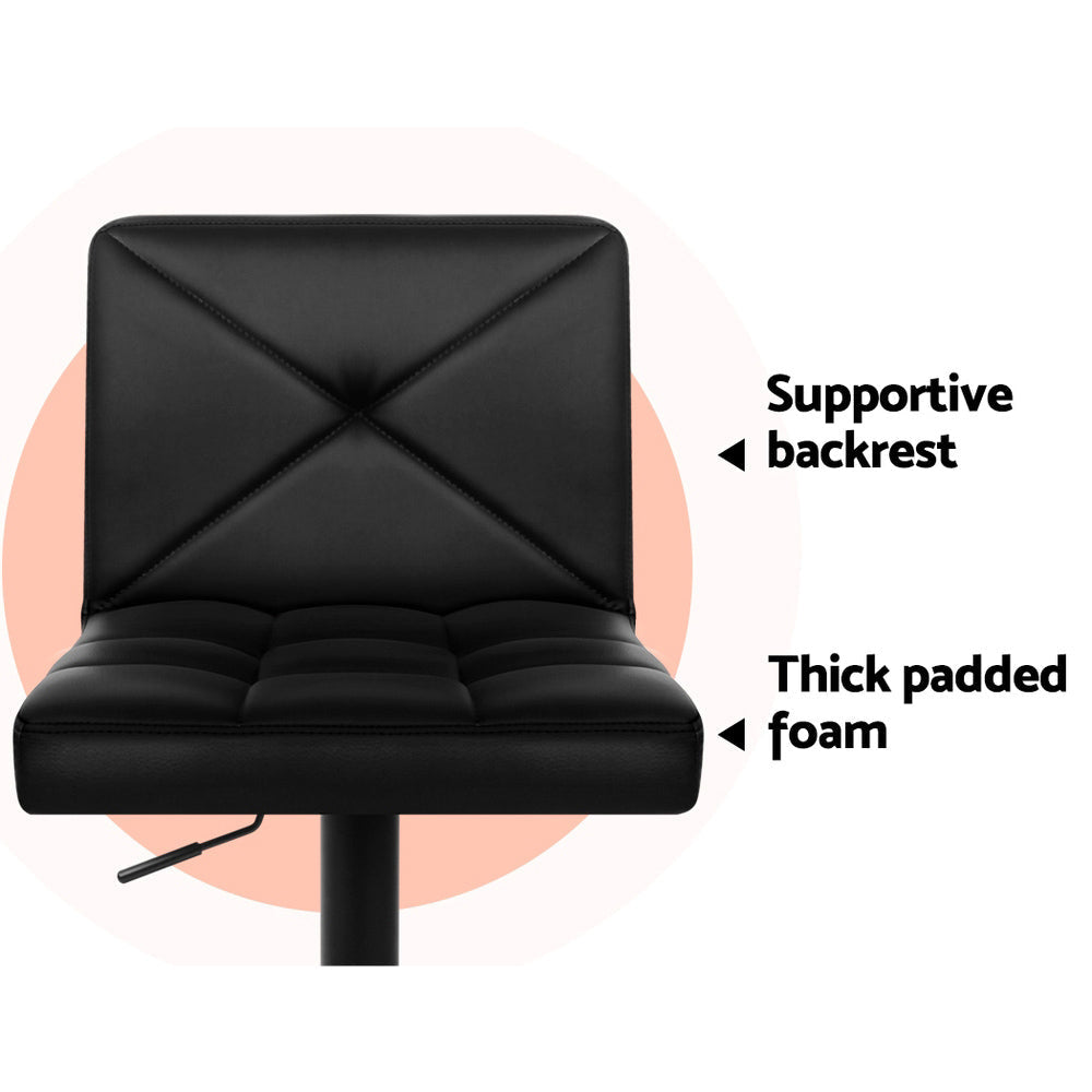 Set of 2 PU Leather Gas Lift Bar Stools - Black Stool Fast shipping On sale