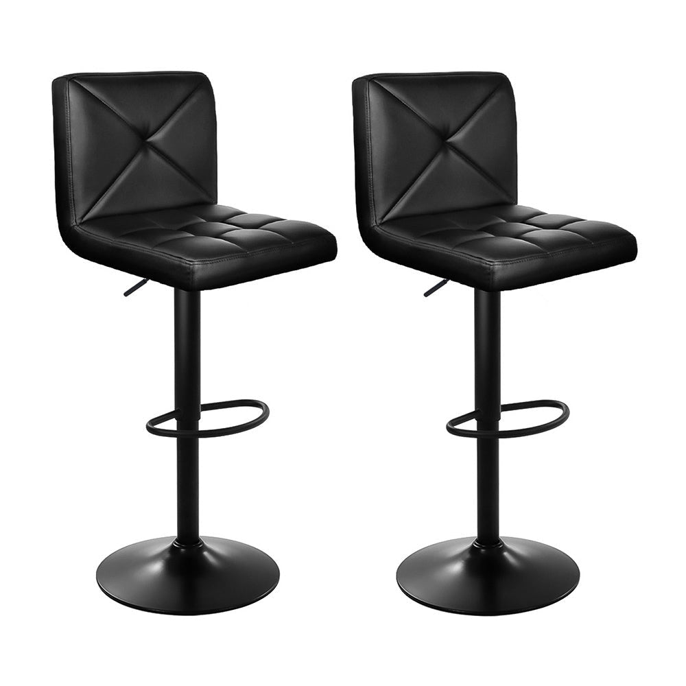 Set of 2 PU Leather Gas Lift Bar Stools - Black Stool Fast shipping On sale