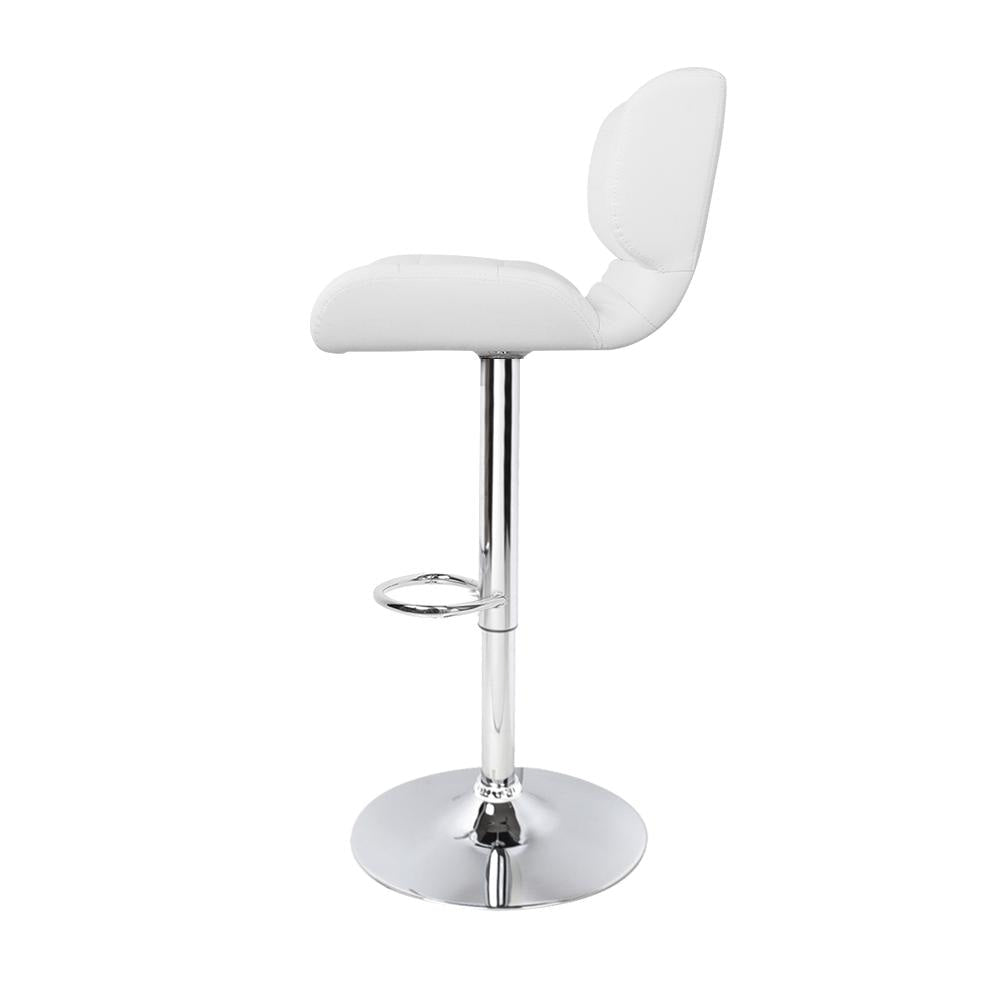 Set of 2 PU Leather Gas Lift Bar Stools - White and Chrome Stool Fast shipping On sale