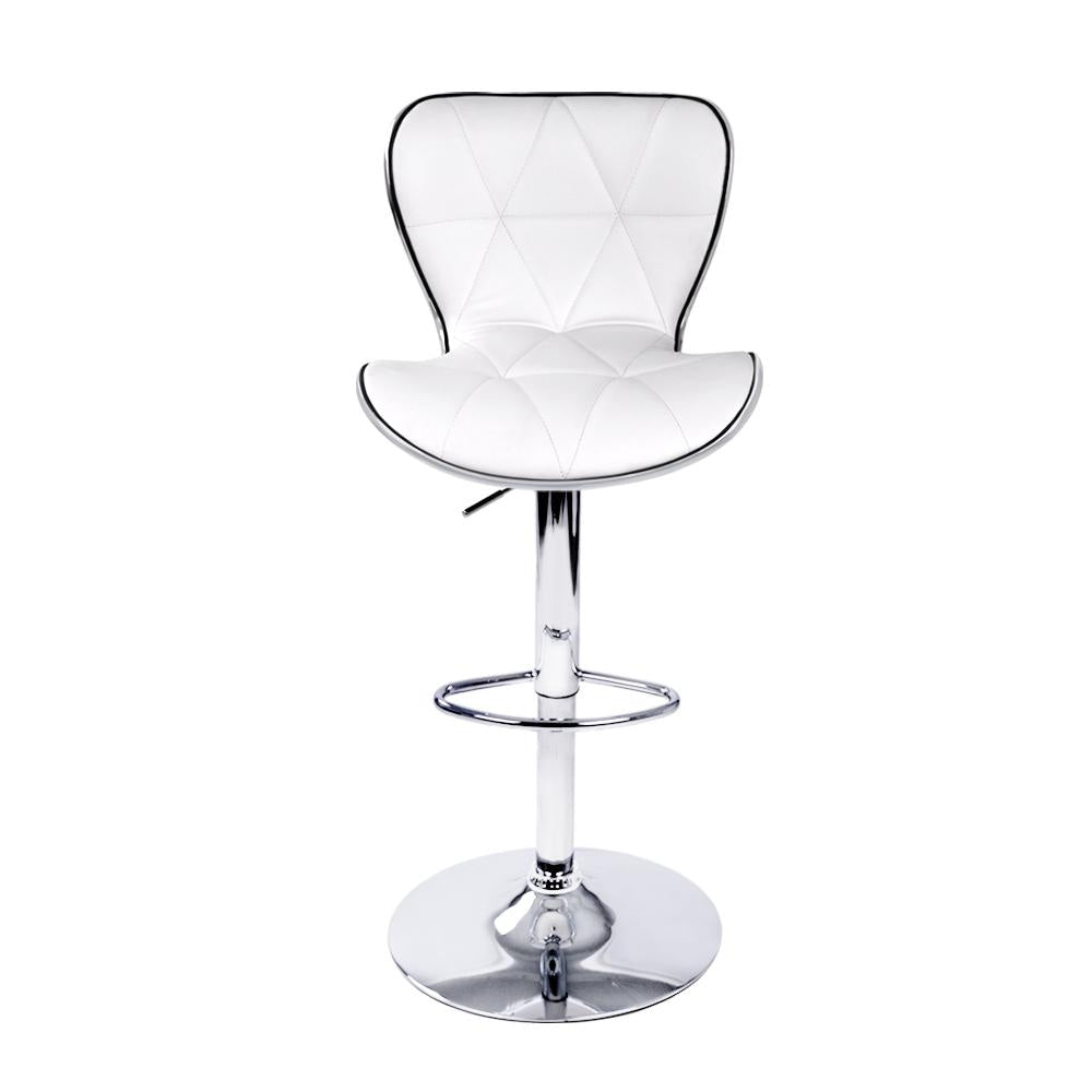 Set of 2 PU Leather Patterned Bar Stools - White and Chrome Stool Fast shipping On sale