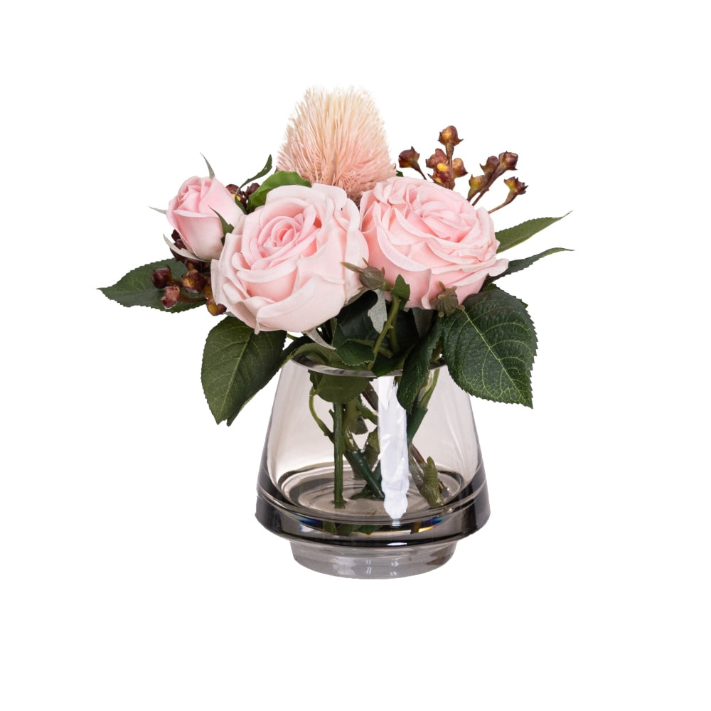 Set Of 2 Real Touch Rose Mixed Artificial Faux Plant Flower Decorative Arrangement In Fishbowl Vase Fast shipping On sale