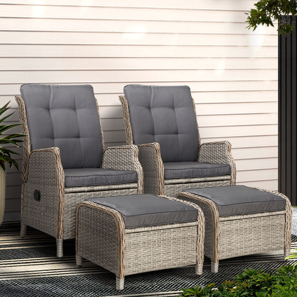 Set of 2 Recliner Chairs Sun lounge Outdoor Patio Furniture Wicker Sofa Lounger Sets Fast shipping On sale