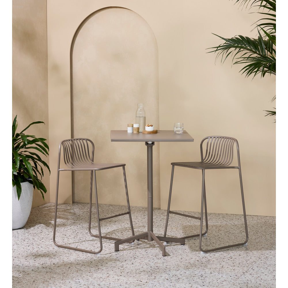 Set Of 2 Renzo Antirust Treatment Metal Outdoor Counter Bar Stool Chair Cappucino Fast shipping On sale