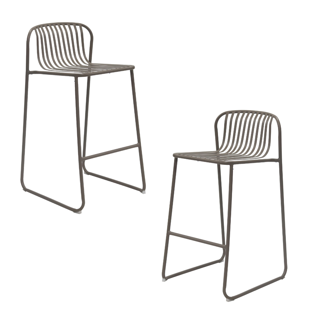 Set Of 2 Renzo Antirust Treatment Metal Outdoor Counter Bar Stool Chair Cappucino Fast shipping On sale