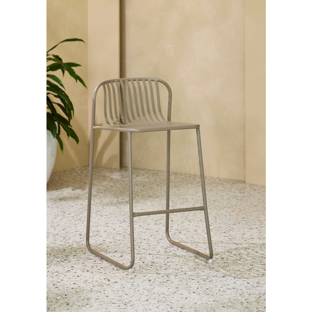 Set Of 2 Renzo Antirust Treatment Metal Outdoor Counter Bar Stool Chair Cappucino Fast shipping On sale