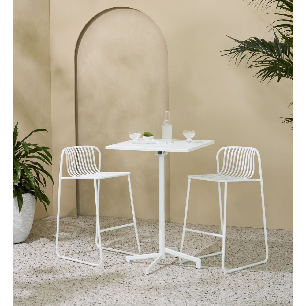 Set Of 2 Renzo Antirust Treatment Metal Outdoor Counter Bar Stool Chair White Fast shipping On sale