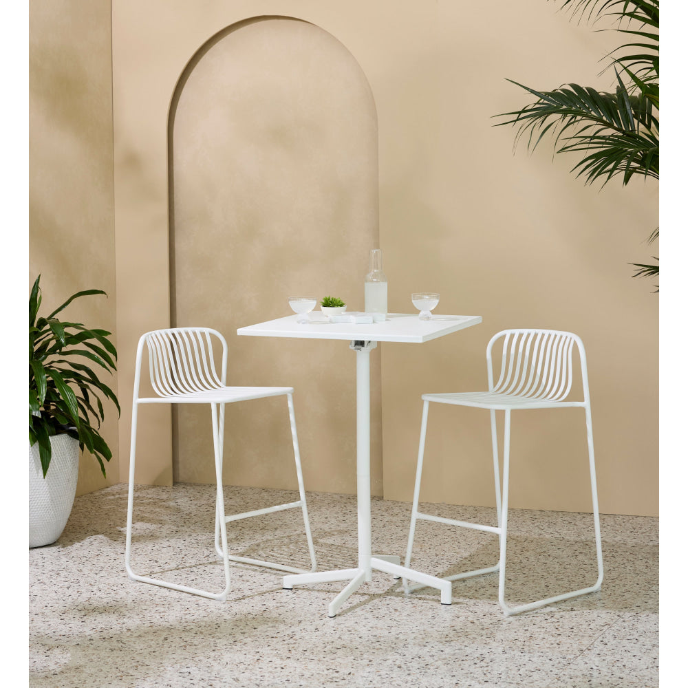 Set Of 2 Renzo Antirust Treatment Metal Outdoor Counter Bar Stool Chair White Fast shipping On sale