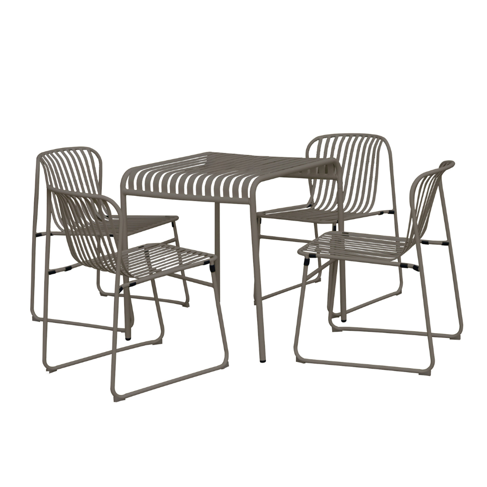 Set Of 2 Renzo Antirust Treatment Metal Outdoor Dining Side Chair Cappuccino Fast shipping On sale