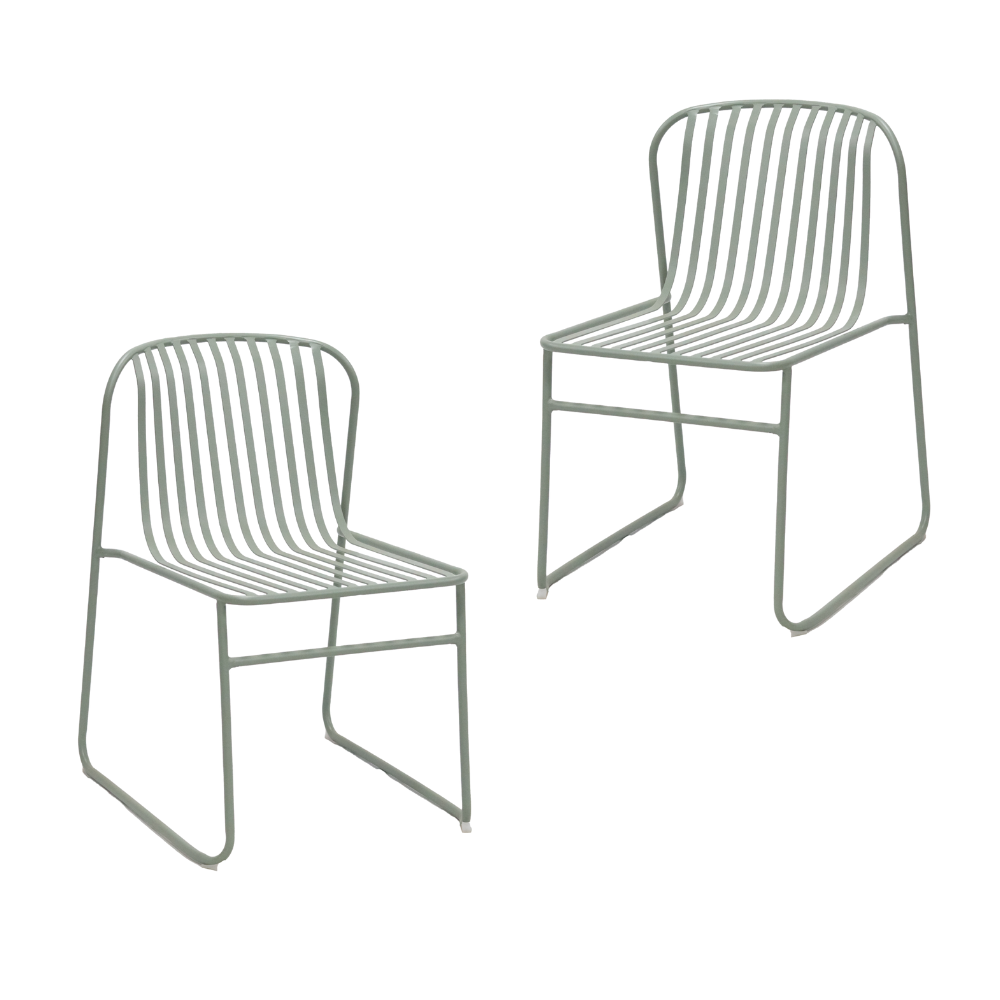 Set Of 2 Renzo Antirust Treatment Metal Outdoor Dining Side Chair Thyme Green Fast shipping On sale