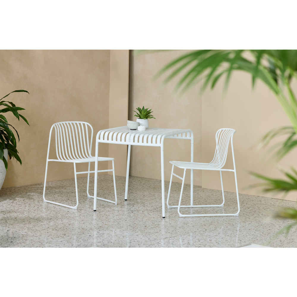 Set Of 2 Renzo Antirust Treatment Metal Outdoor Dining Side Chair White Fast shipping On sale