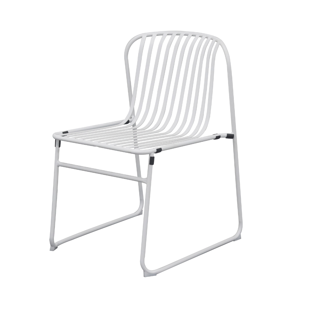 Set Of 2 Renzo Antirust Treatment Metal Outdoor Dining Side Chair White Fast shipping On sale