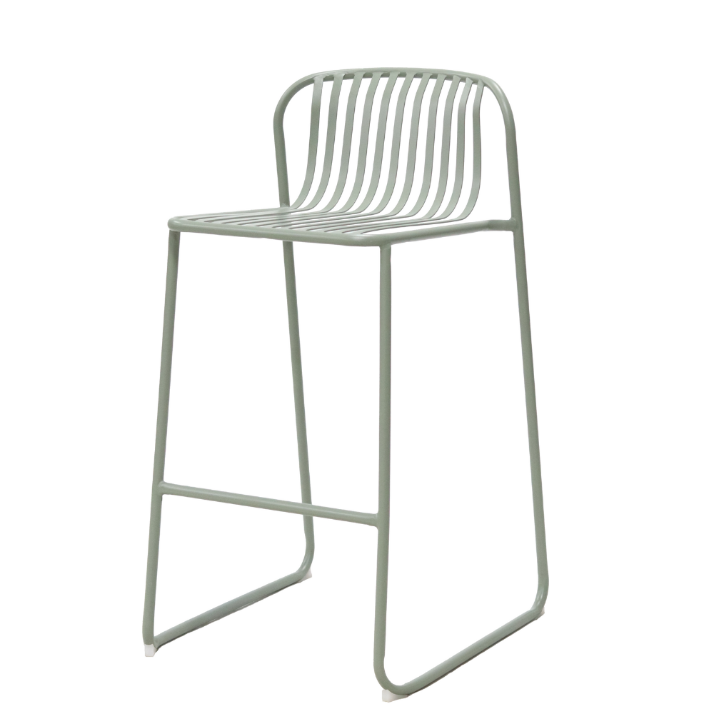 Set Of 2 Renzo Antirust Treatment Outdoor Bar Stool Chair Metal Frame Thyme Green Dining Fast shipping On sale