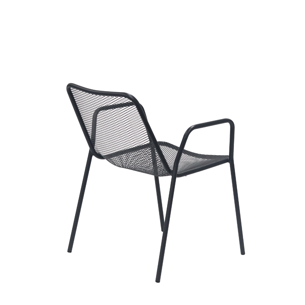 Set Of 2 Rhonda Antirust Treament Metal Outdoor Dining Arm Chair Black Fast shipping On sale