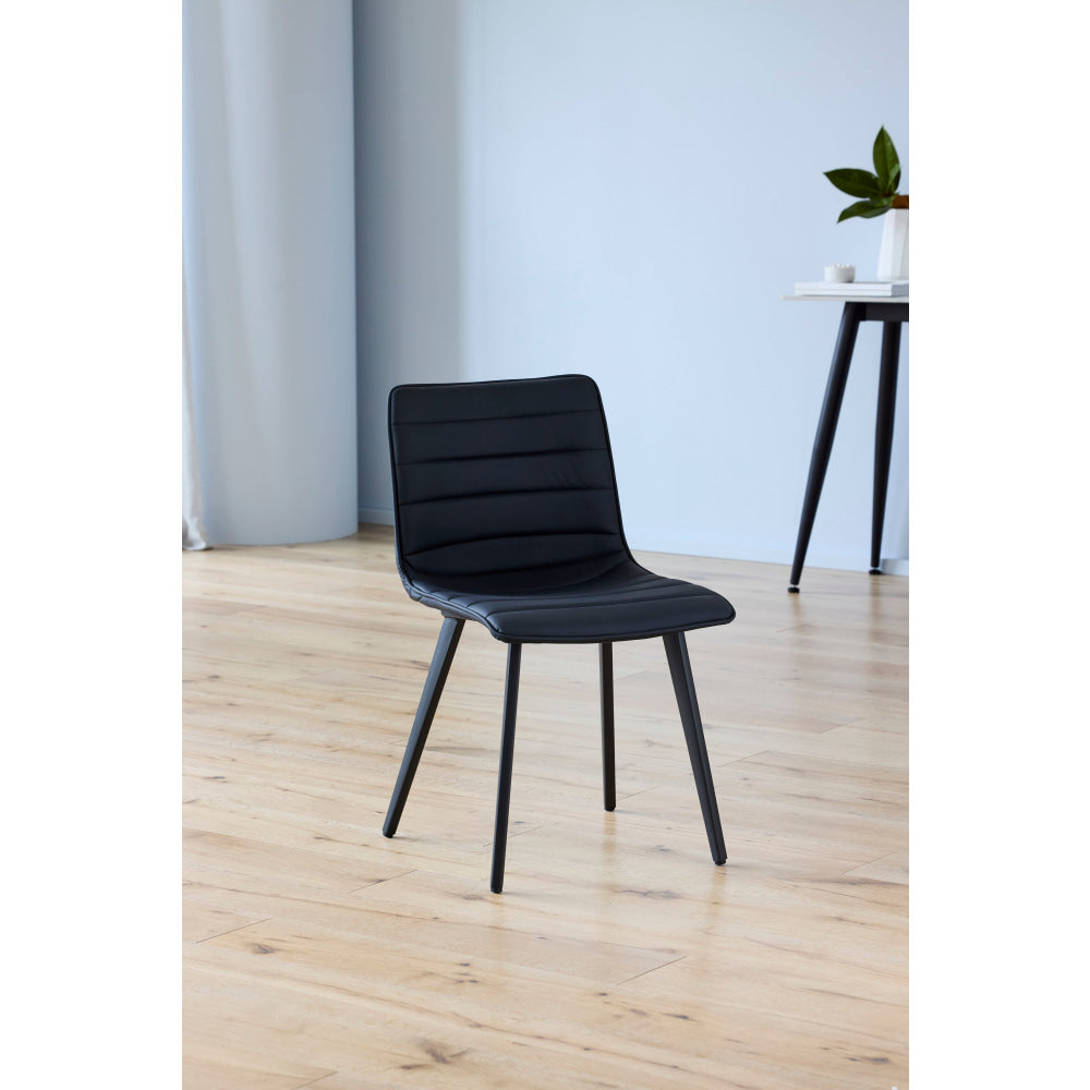 Set Of 2 Rosa Eco Leather Kitchen Dining Side Chair Metal Legs Black Fast shipping On sale