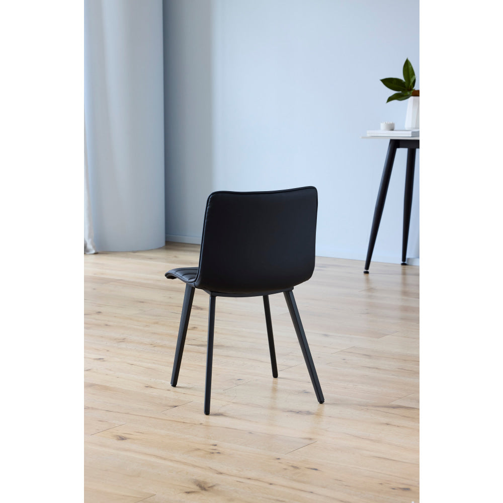 Set Of 2 Rosa Eco Leather Kitchen Dining Side Chair Metal Legs Black Fast shipping On sale