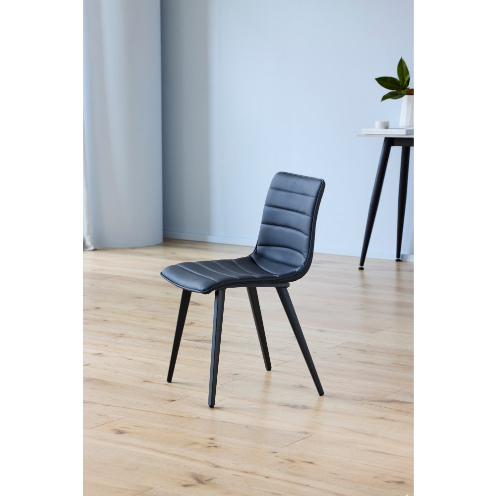 Set Of 2 Rosa Eco Leather Kitchen Dining Side Chair Metal Legs Black Fast shipping On sale