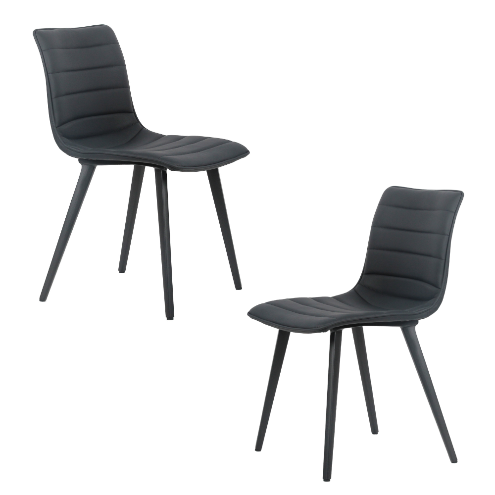 Set Of 2 Rosa Eco Leather Kitchen Dining Side Chair Metal Legs Black Fast shipping On sale