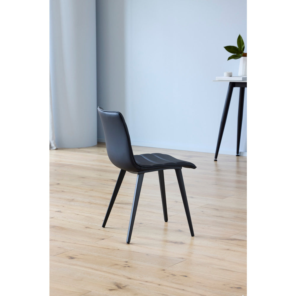 Set Of 2 Rosa Eco Leather Kitchen Dining Side Chair Metal Legs Black Fast shipping On sale