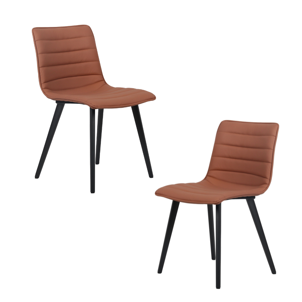 Set Of 2 Rosa Eco Leather Kitchen Dining Side Chair Metal Legs Tan Fast shipping On sale