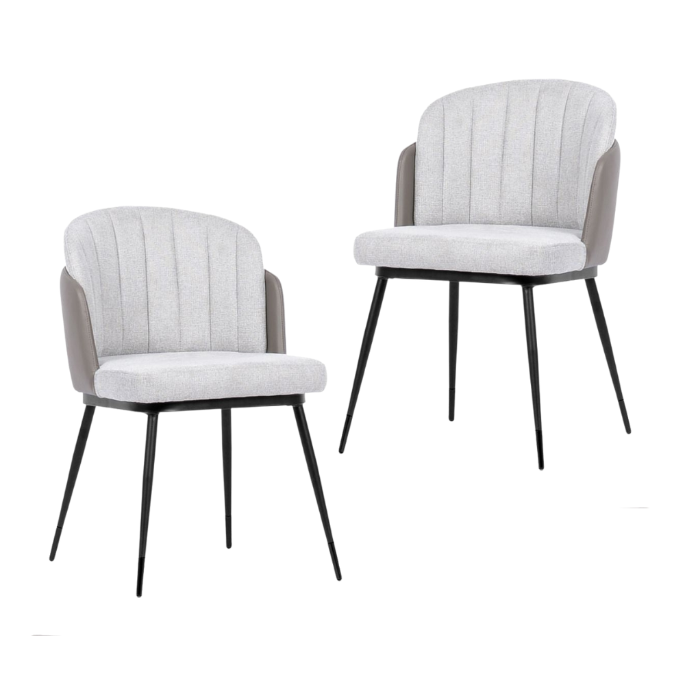 Set Of 2 Royale Velvet Fabric Kitchen Dining Chair W/ Gold Tip Legs - Grey Fast shipping On sale