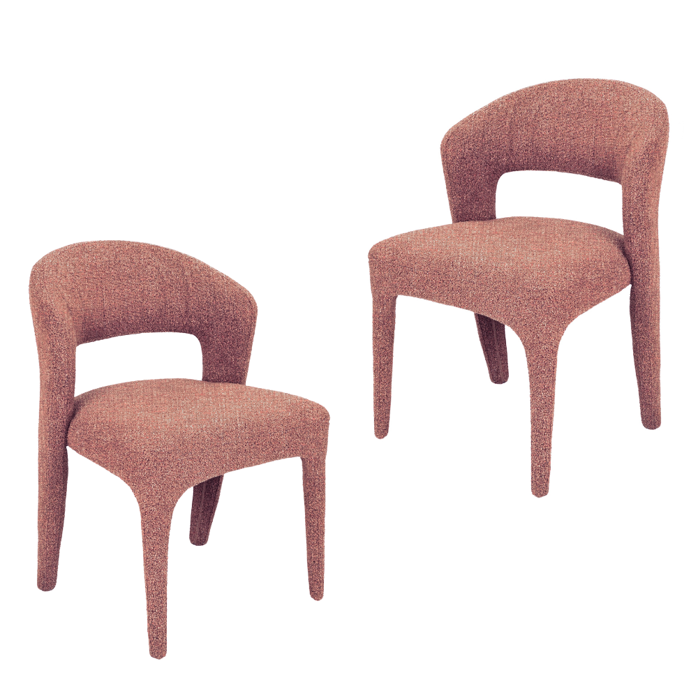 Set Of 2 Silas All-Cover Mohair Fabric Kitchen Dining Chair Sunset Fast shipping On sale