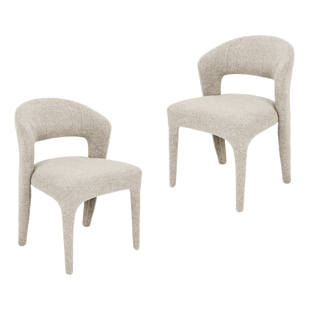 Set Of 2 Silas All-Cover Mohair Fabric Kitchen Dining Chair Wheat Fast shipping On sale