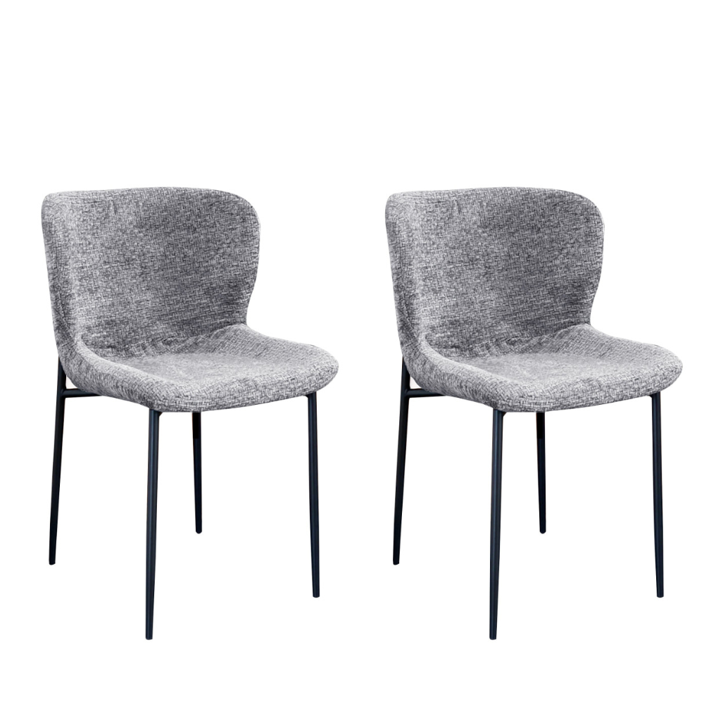 Set Of 2 Sonata Fabric Kitchen Dining Side Chair Metal Legs Grey/Black Fast shipping On sale