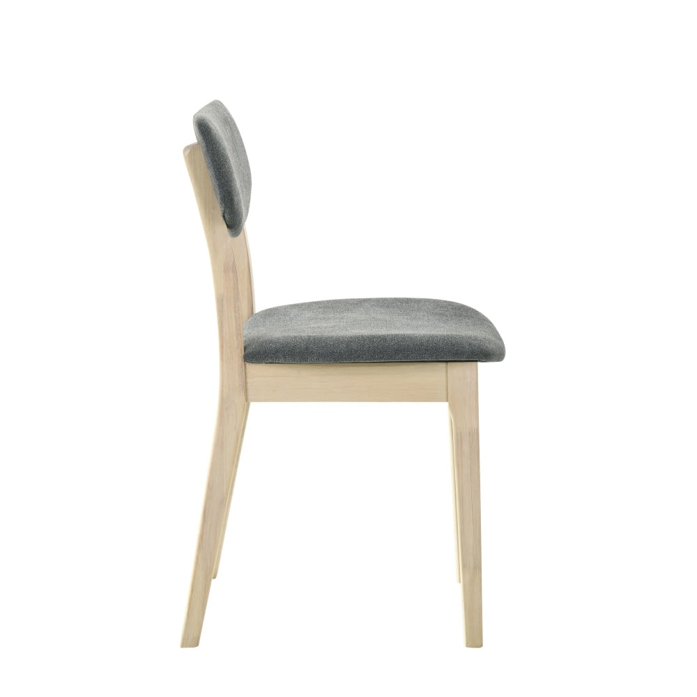 Set Of 2 Soye Wooden Fabric Kitchen Dining Chair - White Washed Oak & Grey Fast shipping On sale